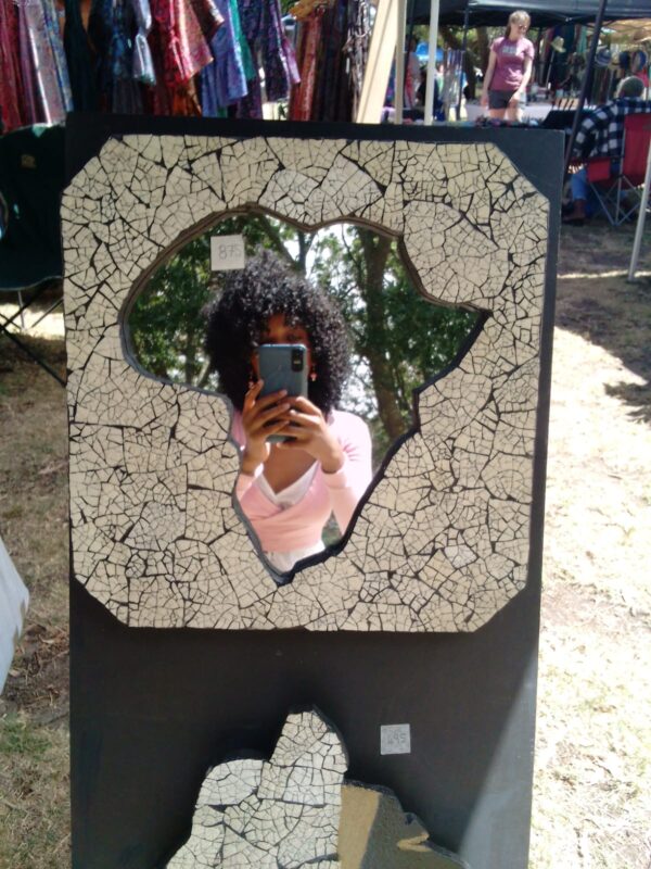 Africa Shaped Mirror with Ostrich Egg or Abalone / Pāua Shell Mosaic